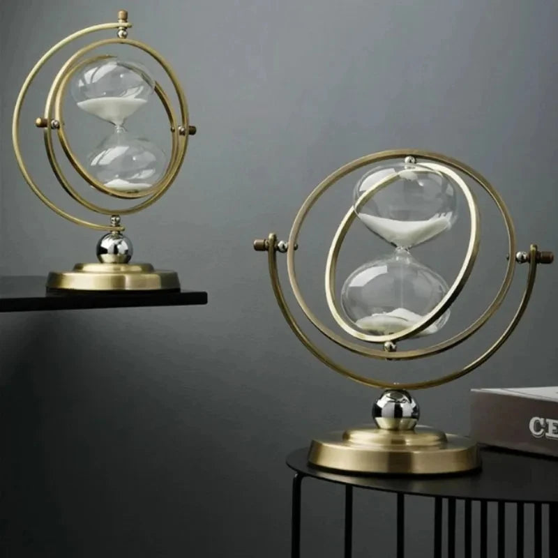 Luxuriöse Globus Sanduhr – Retro-Stil Sandglas mit Drehfunktion, Nordic-Design, ideal für Büro und Zuhause - Unique Outlet