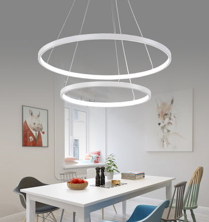 60/80/100cm Moderne Pendelleuchten für Wohn- und Esszimmer, Kreisringe aus Acryl und Aluminium, LED-Deckenlampen - Unique Outlet