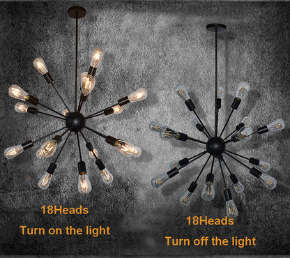 Vintage Industrie-Loft-Pendelleuchte mit E27 Edison-Lampen - Erhältlich mit 12, 16, 18, 20 Lampenköpfen - Unique Outlet