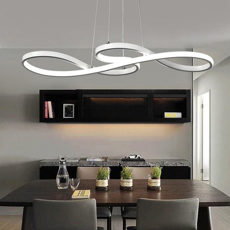 Hängende LED Pendelleuchten, für Esszimmer und Bar, Dimmbar und mit Fernbedienung, Weiß oder Gold, 750x320x1200mm 60W - Unique Outlet