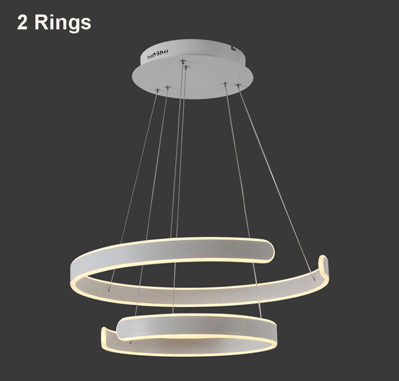 Moderne Pendelleuchten für Wohn- und Esszimmer, geometrische Ringform, aus Acryl und Aluminium, LED-Deckenlampe, AC90-230V - Unique Outlet