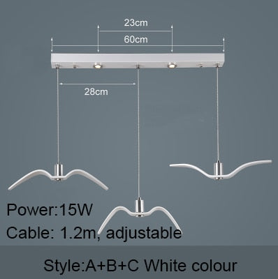 Design-Pendelleuchte aus Harz und Aluminium mit Vogelsilhouetten - Erhältlich in 2, 4, 6-teiligen Sets - Unique Outlet