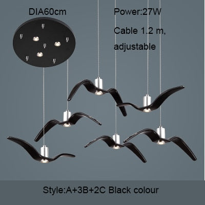 Design-Pendelleuchte aus Harz und Aluminium mit Vogelsilhouetten - Erhältlich in 2, 4, 6-teiligen Sets - Unique Outlet