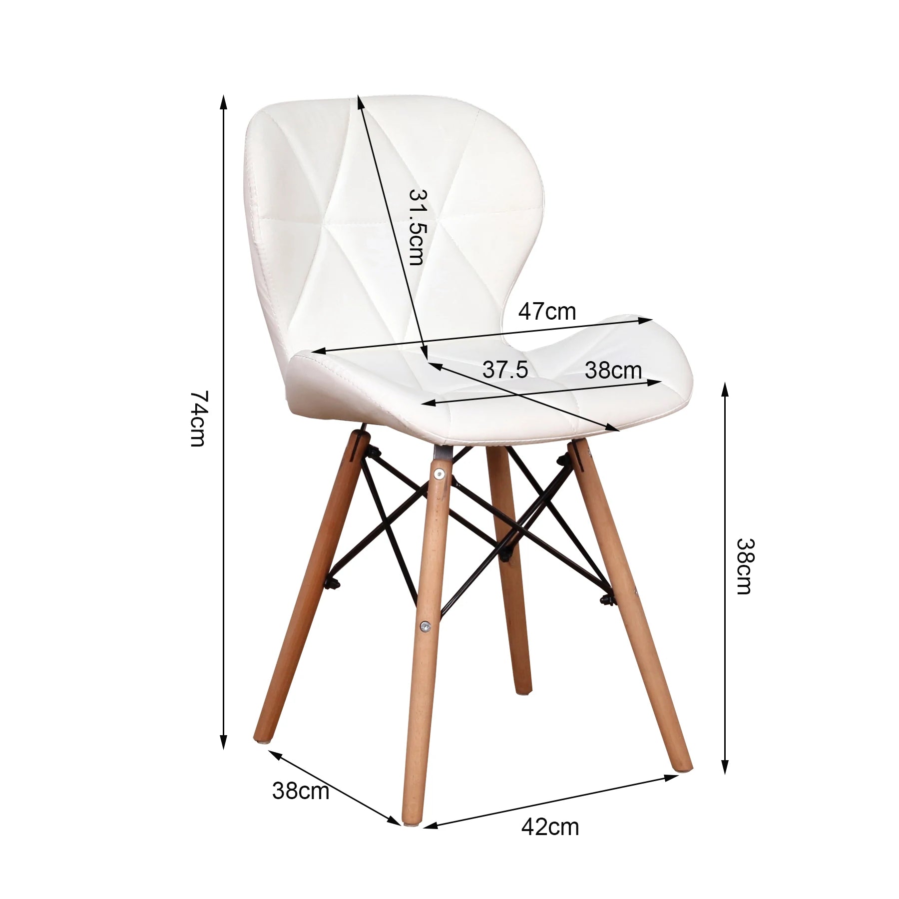 Moderne Designer-Esszimmerstühle – 8er Set mit Holzbeinen und Hochwertiger PU-Polsterung (Schwarz/Weiß/Grau/Braun) - Unique Outlet