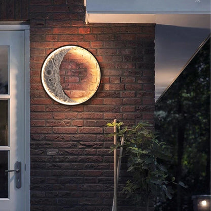 Außenbereich IP65 Wasserdichte LED-Wandlampe – Terrassen- und Gartenbeleuchtung, Mond-Dekor-Kunstwandlampen aus Aluminium - Unique Outlet