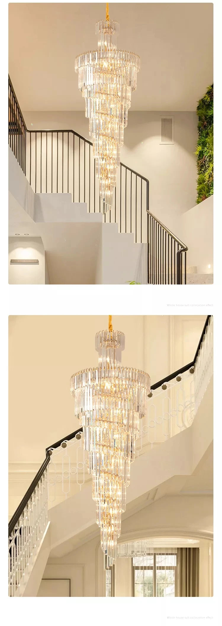 Exklusive LED-Kristall-Kronleuchter – Große Pendelleuchte für Treppenhaus, Villa und Hotel – Kunstvoller Leuchter für Wohnzimmer und Heimdekoration - Unique Outlet