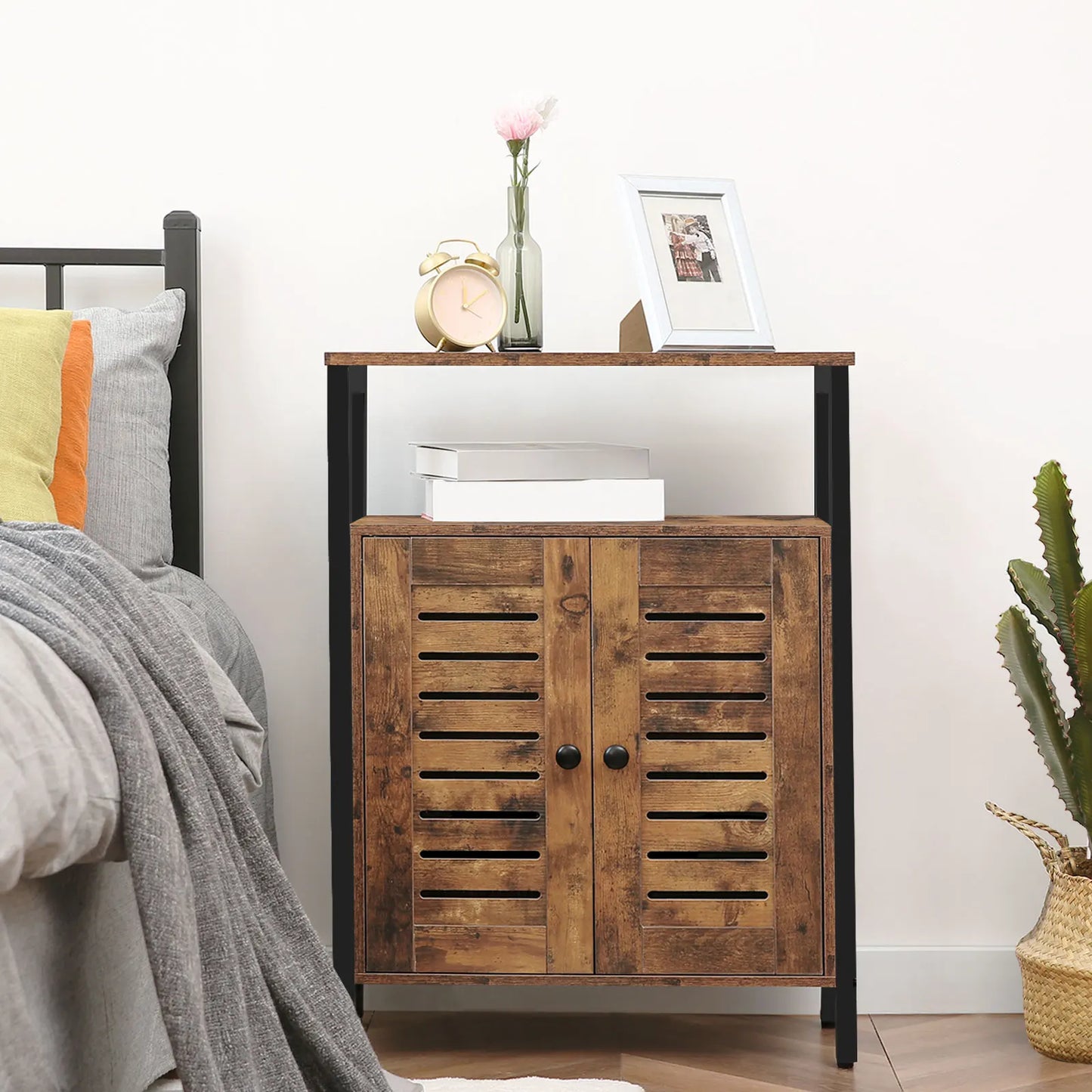 Moderner Sideboard-Kommode mit 1 Offenem Regal, Schubladen und Schrank, Vielseitige Aufbewahrung für Küche, Flur und Wohnzimmer in Dunkelbraun - Unique Outlet