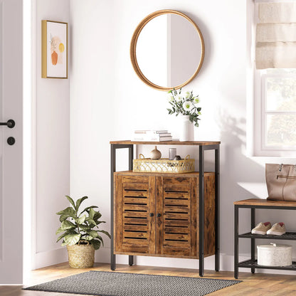 Moderner Sideboard-Kommode mit 1 Offenem Regal, Schubladen und Schrank, Vielseitige Aufbewahrung für Küche, Flur und Wohnzimmer in Dunkelbraun - Unique Outlet