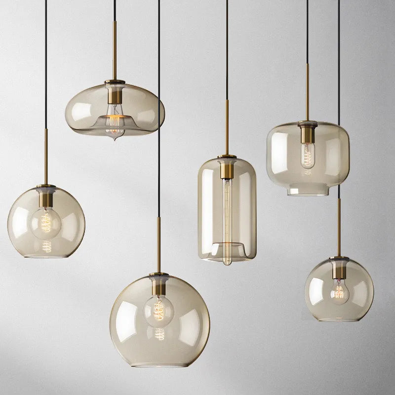 Industrielle Retro LED-Glaspendelleuchten im Nordischen Loft-Stil – Hängende Kronleuchter für Küche und Restaurant - Unique Outlet