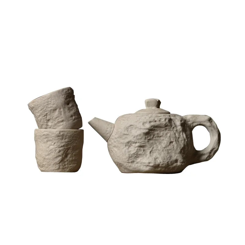 Handgefertigtes Keramik-Teeset im Naturstein-Design - Unique Outlet