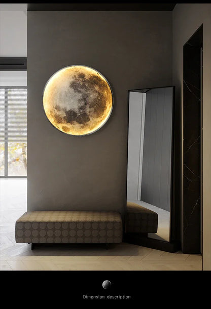 Realistische Mond-LED-Wandleuchte für Schlafzimmer – Fernbedienung, 3 Lichtmodi, Wandmontage, 3D-Design - Unique Outlet