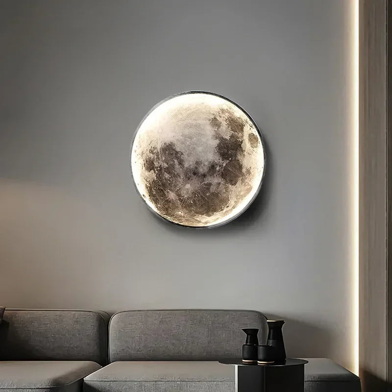 Realistische Mond-LED-Wandleuchte für Schlafzimmer – Fernbedienung, 3 Lichtmodi, Wandmontage, 3D-Design - Unique Outlet