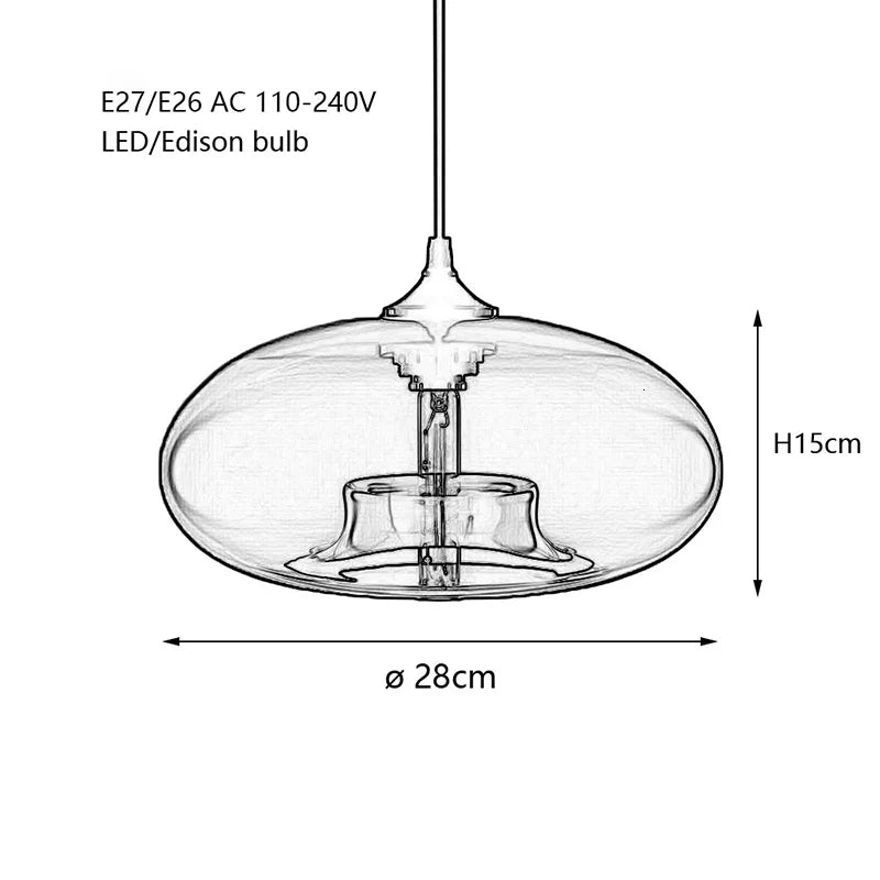 Nordische Kreative Loft-Pendelleuchte aus Glas, Industrie-Stil, E27 - in 7 Farben - Unique Outlet