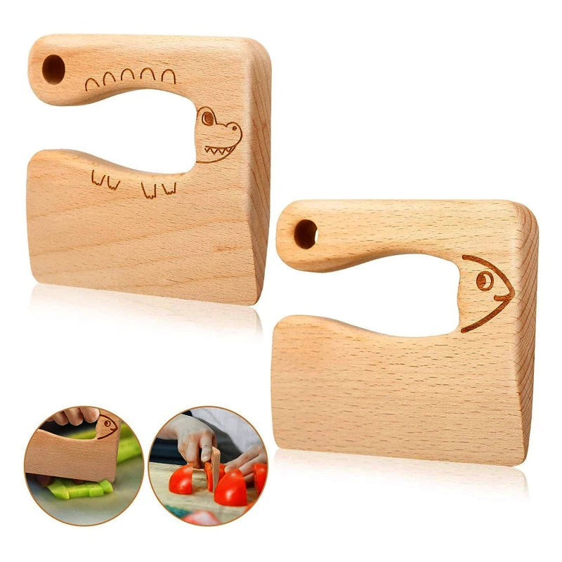 Safe Kitchen Cutting Toy Kids Wooden Cooking CutterFish-Shaped Children'S Kitchen Tools Cute Vegetables Fruits Knife Safety - Unique Outlet