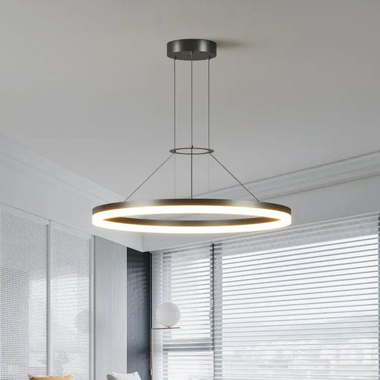 Moderne LED-Ringleuchter – Elegantes Hängendes Innenbeleuchtungsdekor für Wohnzimmer, Esszimmer, Schlafzimmer und Küche – Pendelleuchte in Schwarz und Weiß - Unique Outlet