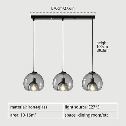 Nordische LED-Glas-Pendelleuchten - E27 Hängeleuchte für Esszimmer, Küche und Restaurant, Tischdekoration, Kunst-Kronleuchter - Unique Outlet