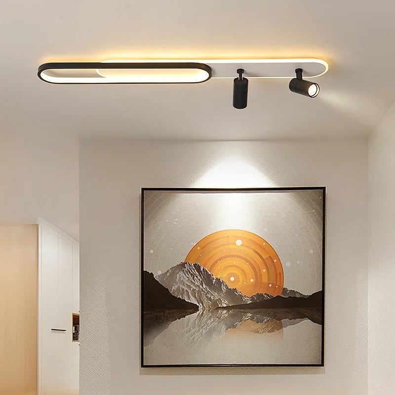 Moderne LED-Deckenleuchte mit Spotlight, Elegante Deckenlampe für Wohnzimmer, Flur und Esszimmer, stilvolle Innenbeleuchtung in Schwarz/Gold - Unique Outlet