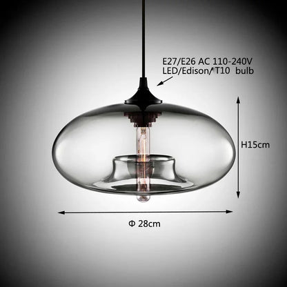 Nordische Kreative Loft-Pendelleuchte aus Glas, Industrie-Stil, E27 - in 7 Farben - Unique Outlet