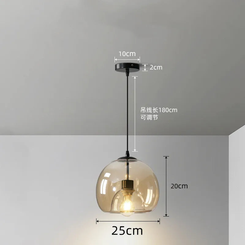 Nordische LED-Glas-Pendelleuchten - E27 Hängeleuchte für Esszimmer, Küche und Restaurant, Tischdekoration, Kunst-Kronleuchter - Unique Outlet