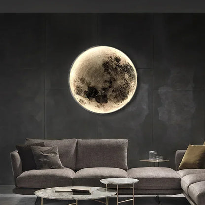 Realistische Mond-LED-Wandleuchte für Schlafzimmer – Fernbedienung, 3 Lichtmodi, Wandmontage, 3D-Design - Unique Outlet