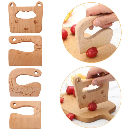 Safe Kitchen Cutting Toy Kids Wooden Cooking CutterFish-Shaped Children'S Kitchen Tools Cute Vegetables Fruits Knife Safety - Unique Outlet