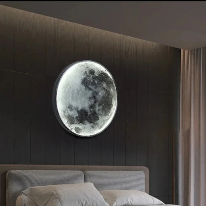 Realistische Mond-LED-Wandleuchte für Schlafzimmer – Fernbedienung, 3 Lichtmodi, Wandmontage, 3D-Design - Unique Outlet