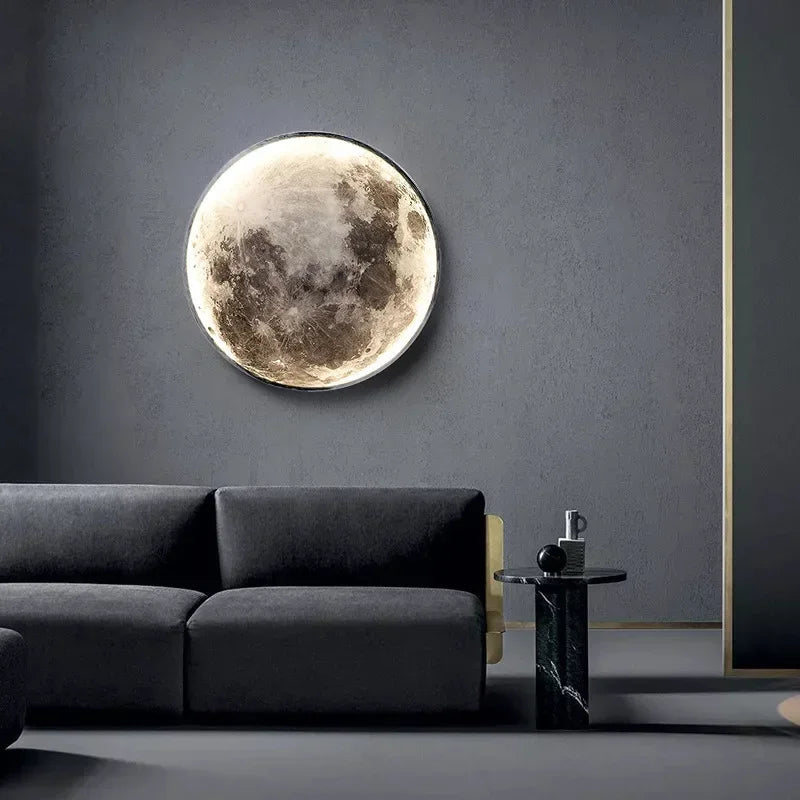 Realistische Mond-LED-Wandleuchte für Schlafzimmer – Fernbedienung, 3 Lichtmodi, Wandmontage, 3D-Design - Unique Outlet