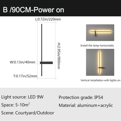 Außenwandleuchte, Lange, Wasserdicht, IP54, Aluminium, Wandlampe für Veranda, Terrasse, Innenräume, Schlafzimmer, Wohnzimmer Dekoration - Unique Outlet