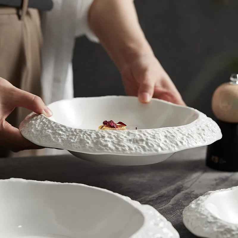 Design Keramik Tiefteller mit Felsmuster für Anspruchsvolle Tafelkultur - Unique Outlet
