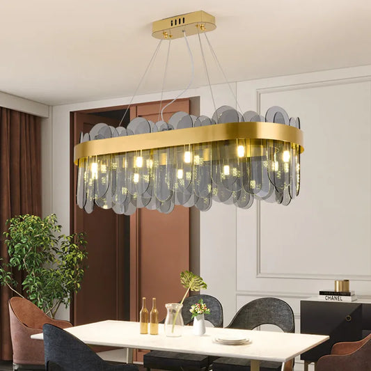 Nordischer Postmoderner LED-Glas-Kronleuchter - Atmosphärische Pendelleuchte im Luxusdesign für Wohnzimmer, Schlafzimmer, Hotels, Shops und Restaurants - Unique Outlet