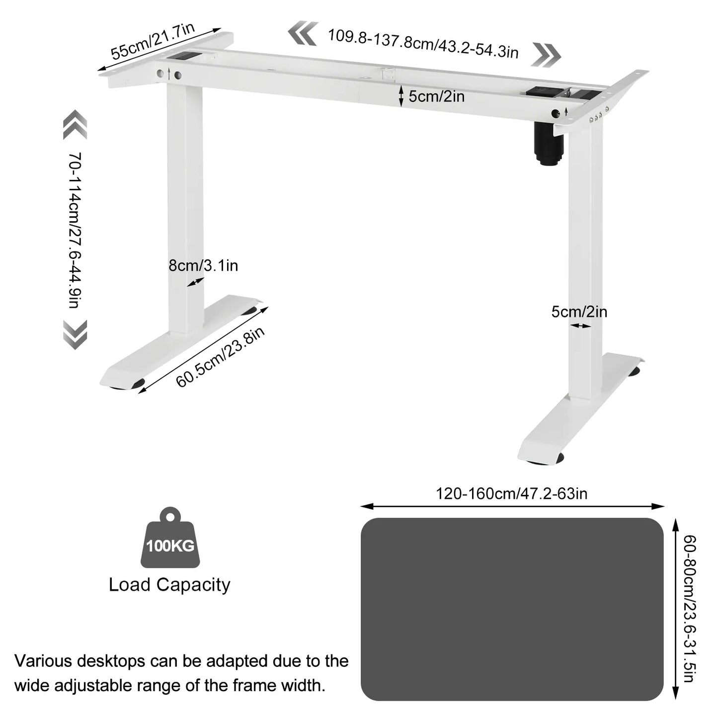 Höhenverstellbarer Schreibtisch mit Elektrischem Liftsystem und LED-Anzeige - Büroarbeitstisch für Computer und Laptop - Unique Outlet