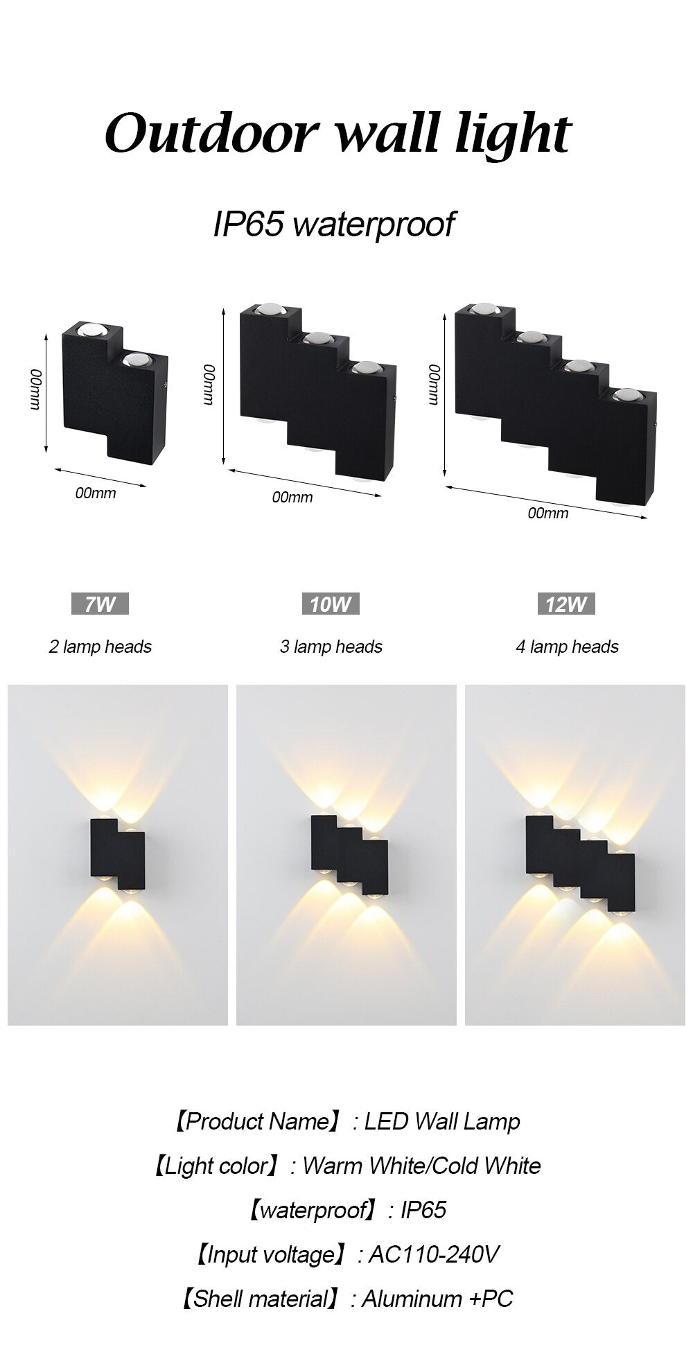 Außenwandleuchte "4STEPS", 12 W, IP65 wasserdicht - Unique Outlet