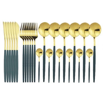 24teiliges Edelstahlbesteck Gabel Messer Löffel Geschirr Set Besteck Set - Unique Outlet