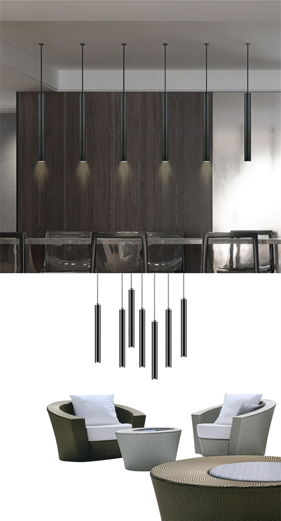 Nordic Pendant Lights Long Tube Aluminum Black  Hanging Kitchen Light Length Adjustable  Home Hotel Hall Lighting Lamp - Unique Outlet