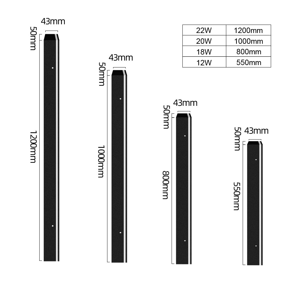 Moderne Außenwandleuchte, wasserdicht, IP65, AC85-265V, LED-Außenbeleuchtung, Garten-Veranda-Wandleuchte, lange Wandlampe für Zuhause - Unique Outlet