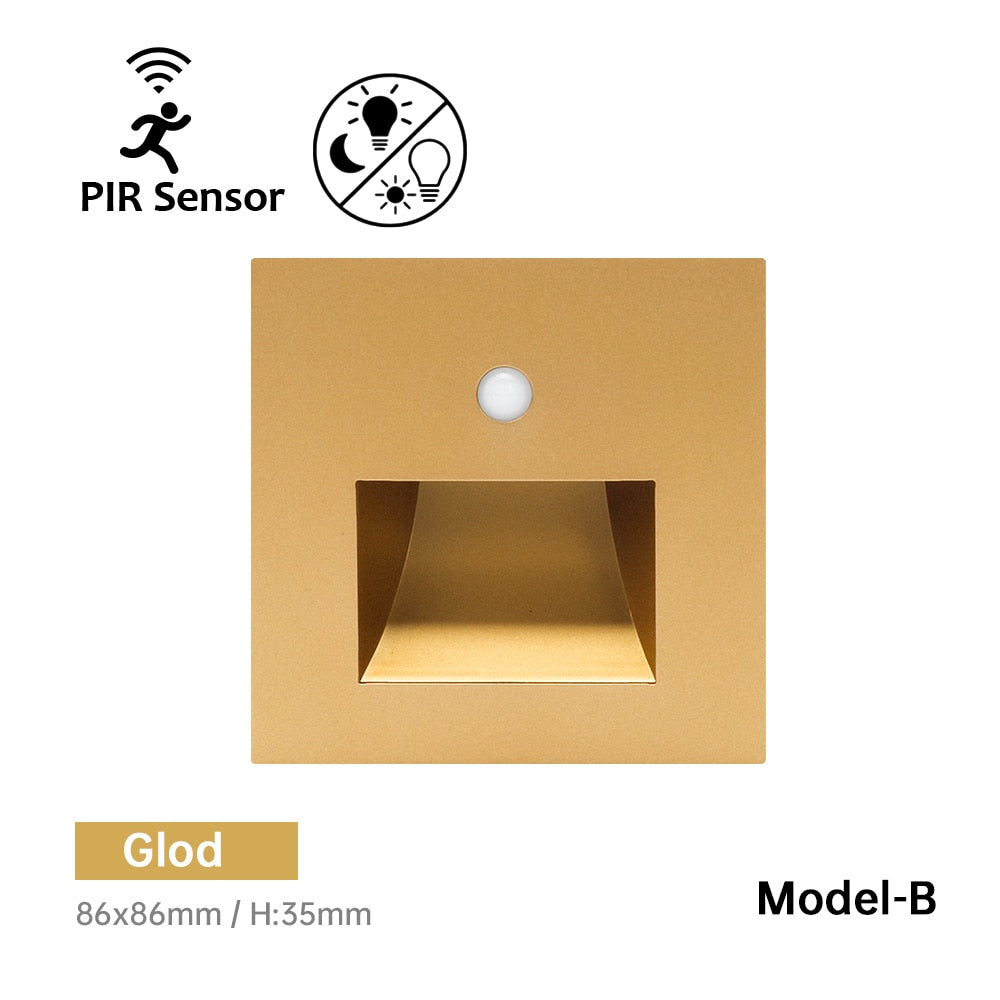 Einbau-LED-Wandleuchte, Treppen-LED-Licht, Bewegungsmelder-Sensor, AC85-265V, Flur-Treppen-Beleuchtung, Wandleuchte - Unique Outlet