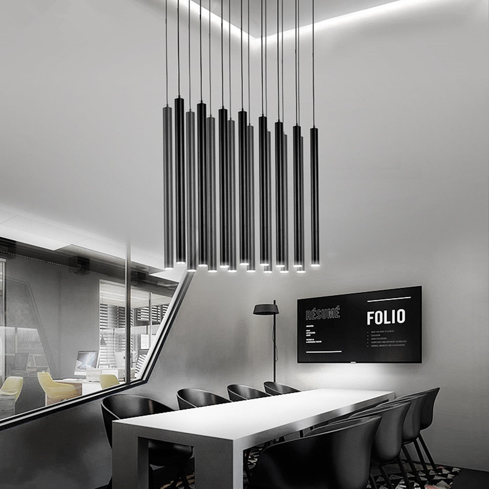 Nordic Pendant Lights Long Tube Aluminum Black  Hanging Kitchen Light Length Adjustable  Home Hotel Hall Lighting Lamp - Unique Outlet