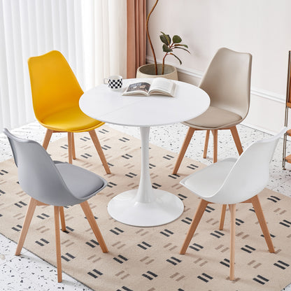 Runder Esstisch in elegantem Weiß mit nordischer Tulipentop - Unique Outlet