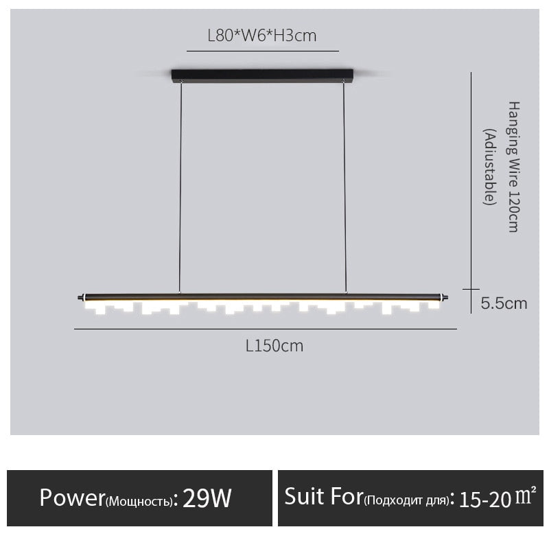 Längliche Pendelleuchte für Esszimmer und Küche - Unique Outlet