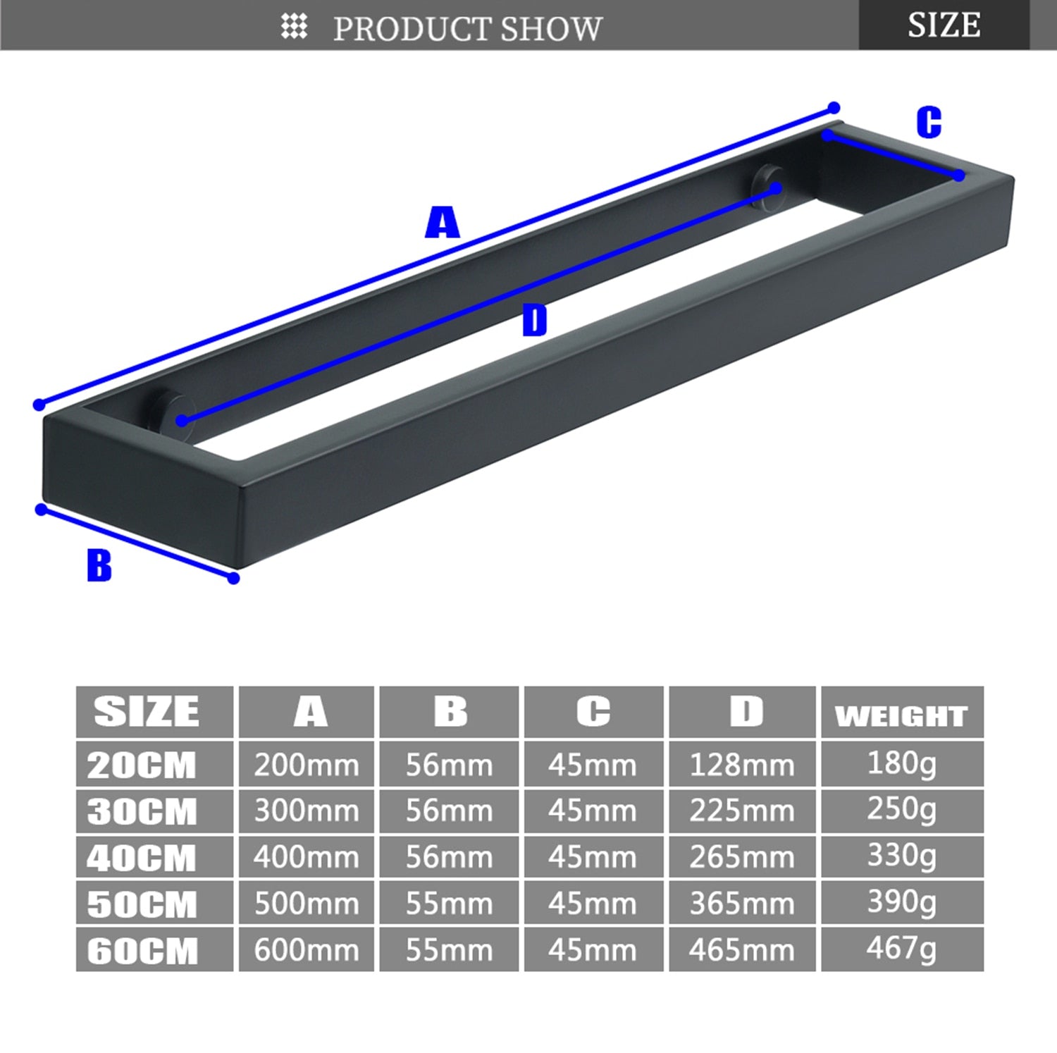 Badezimmer Handtuchhalter 20/30/40/50cm Schwarz Wandmontage Edelstahl Selbstklebend - Unique Outlet