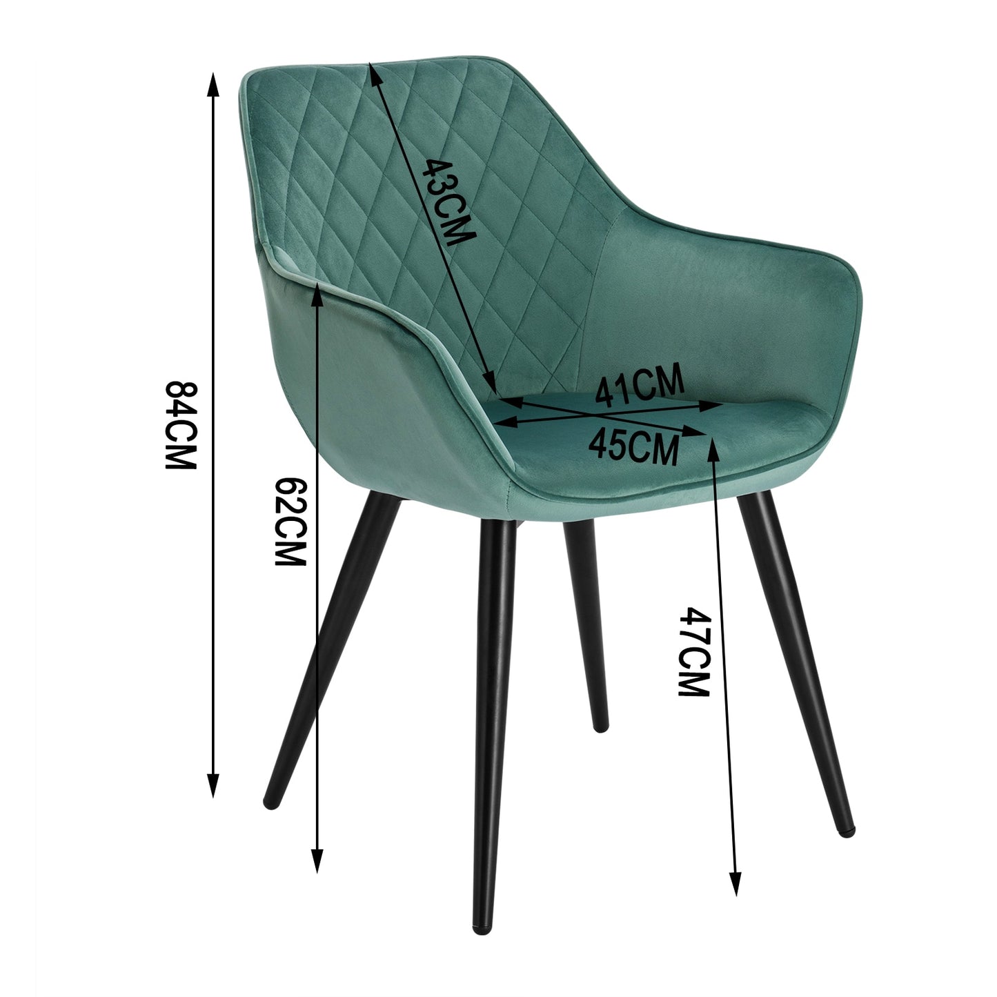 Moderner Esszimmerstuhl mit Armlehnen, gepolstert in verschiedenen Farben, weicher Stuhl für Wohnzimmer & Esszimmer - Unique Outlet
